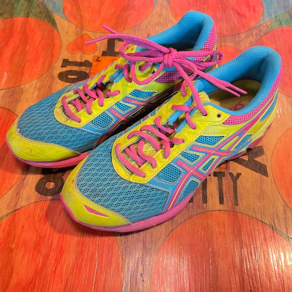 ASICS Gel Frantic 7 Womens Sz 7.5 Pink Blue Running Shoe Jogging Mesh T3A6Q